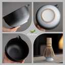 Matcha Set 8-Piece Japanese Tea Ceremony Kit with Ceramic Bowl, Bamboo Whisk & Holder, 2 Scoops, Strainer, Tea Cloth - Complete Gift Set for Traditional Brewing(Gradient Black)