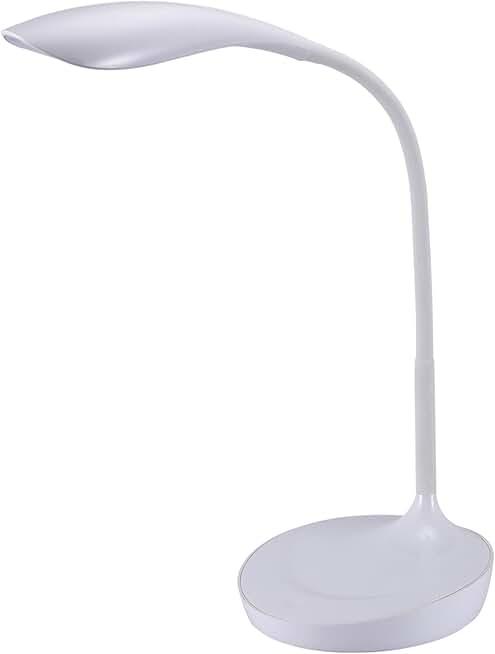 Bostitch Office KT-VLED1502-WHITE Gooseneck LED Desk Lamp with USB Charging Port, Dimmable, White