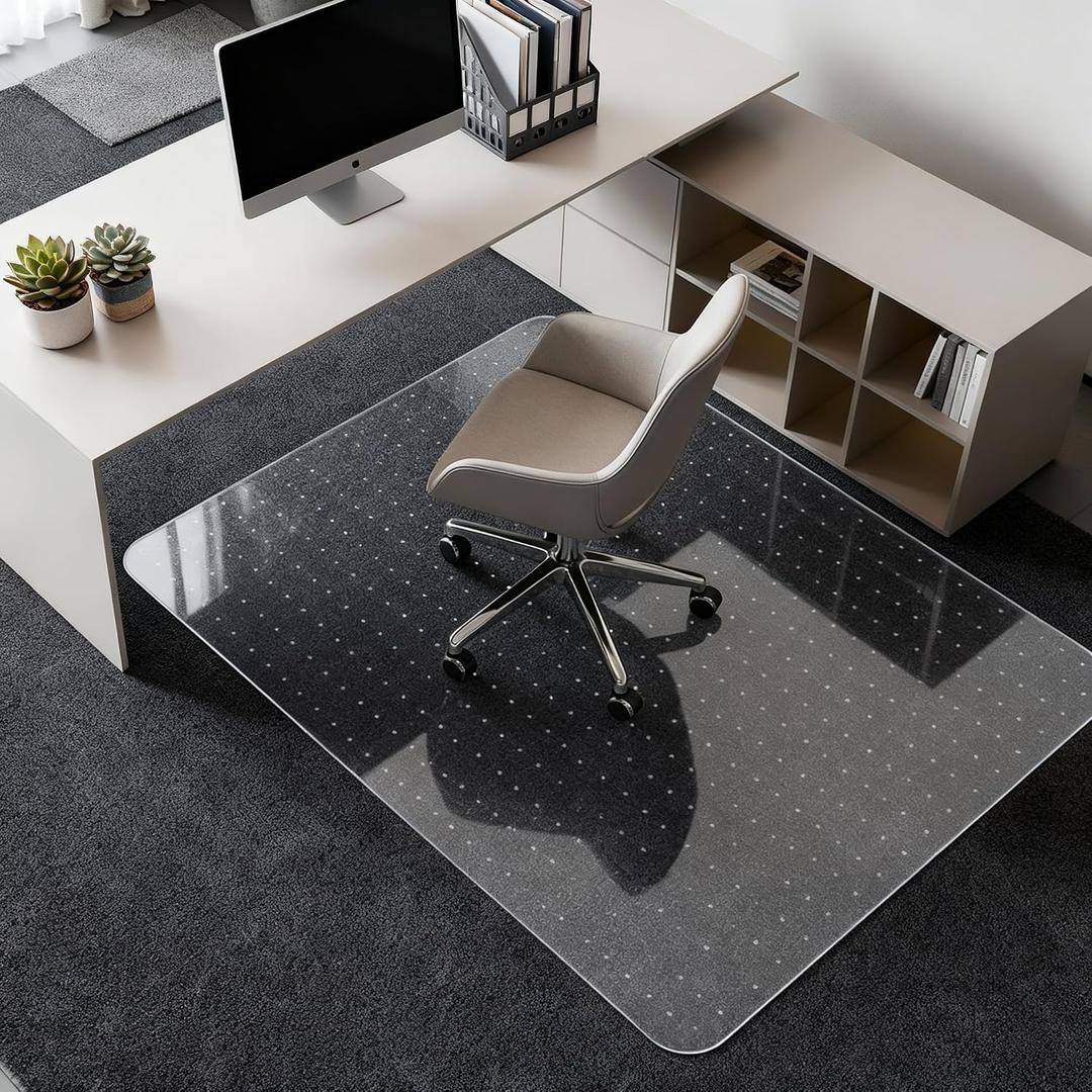 Kuyal Desk Chair Mat for Carpet, 30'' x 48'' Rectangle Transparent Mats
