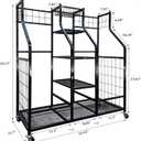 Golf Bag Storage Organizer Stand with Wheels - Heavy Duty Steel Rack Holds 2 Golf Bags with Central Storage Shelf for Golf Balls, Shoes & Accessories, Space Saving Garage Golf Club Equipment Holder