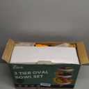 Seven Sparta 3 Tier Fruit Bowl for Kitchen Counter (PLUS Series) / Ceramic Serving Bowls with Bamboo Stand/ Big Size Tiered Fruit Basket for Fruit Vegetable Storage, Dessert, Salad Buffet Server