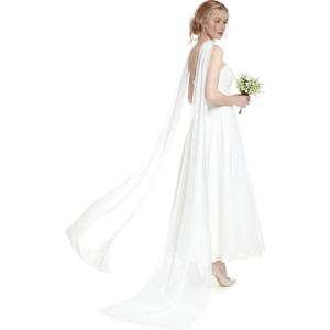 Glitopper Bridal Neck Scarf Long for Wedding Chiffon Veil Scarf Bride Tulle Wrap for Ceremony Evening Dress Bridal Portrait, White 157in