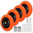 13" Flat Free Wheels Replacement for GOR Garden Cart Tires and Wheels, 4.00-6 Solid Tires and Wheels with 5/ 8"Bearings, 13" No Flat Wheels for GOR Garden Carts/ Hand Trucks/ Garden Carts（Orange）