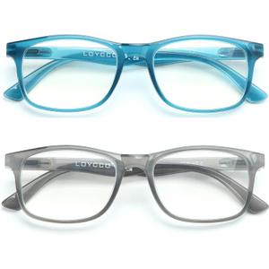 2 Pack Computer Reading Glasses Blue Light Blocking Anti Eyestrain Flexible Lightweight Square Readers for Women Men, Magnification Strength: 2.5 x