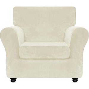 ZNSAYOTX Luxury Velvet Chair Slipcovers with Arm 2 Piece Stretch Chair Covers for Living Room Thick Soft Armchair Slipcover Anti Slip Pet Friendly Furniture Protector (Beige),30"-47"(1 Cushion) ZNSAYOTX Luxury Velvet Chair Slipcovers with Arm 2 Piece Stretch Chair Covers for Living Room Thick Soft Armchair Slipcover Anti Slip Pet Friendly Furniture Protector (Beige),30"-47"(1 Cushion)