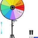 24 Inch Prize Wheel, Adjustable 55"-61" Height Spinning Wheel for Prizes, Storable Wheel Spinner with Stand- Roulette Wheel for Party Games, Carnival, Business Events & Classroom Activities