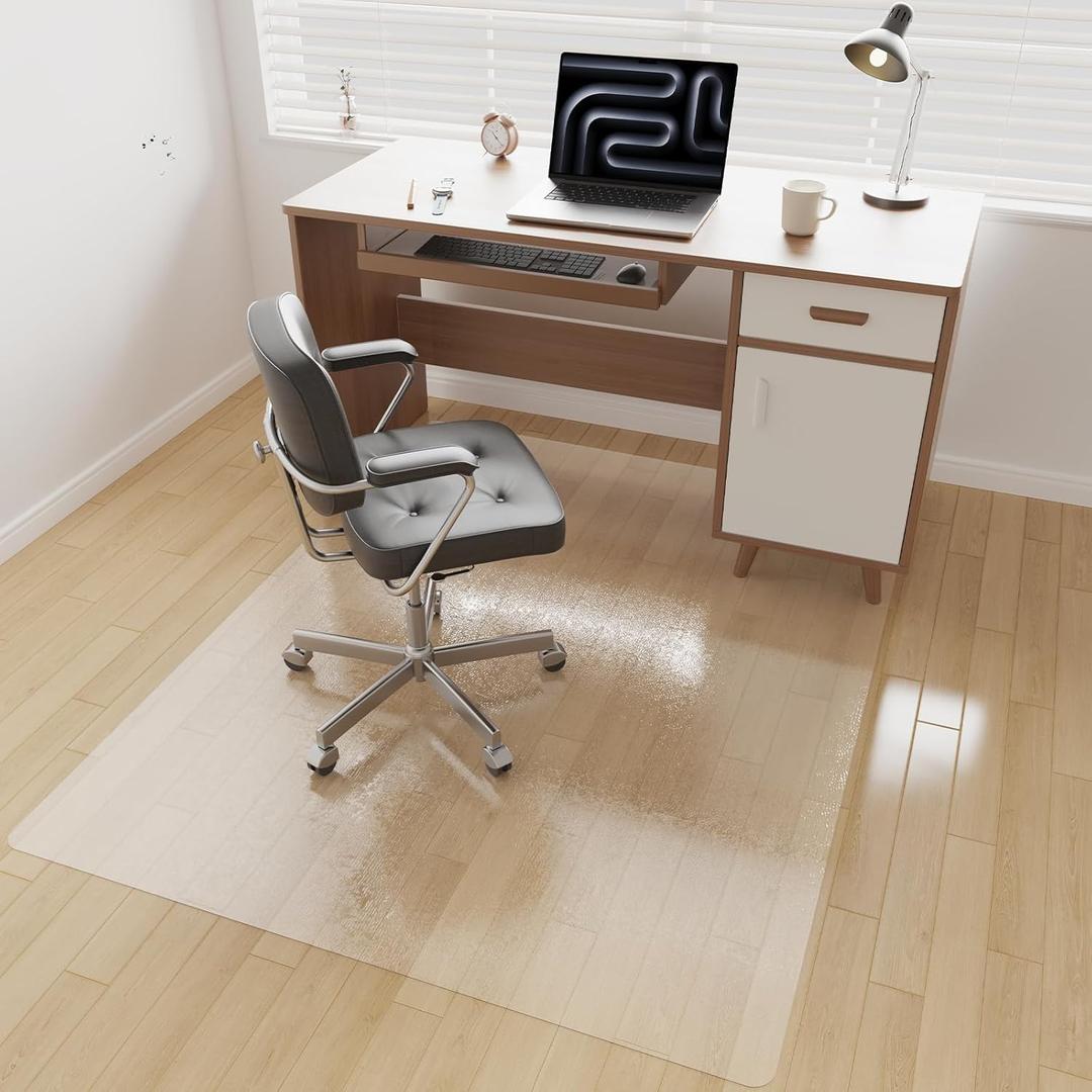 50” x 60” Hard Floor Chair Mats for Office, Clear Computer Chair Mat for Hardwood, Plastic Desk Floor Mat for Hardwood Floors, Rubber Office Chair Mat for Tile/Laminate Floor