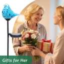 Afirst Decorative Solar Lights Outdoor Solar Bluebird Stake Lights Hand Blown Glass Decorative Garden Pathway Lights Outdoor Waterproof Glass Stakes