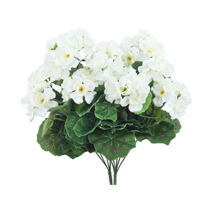 CISDUEO 4 Pcs Artificial Geraniums for Outdoor Silk Flowers White Artificial Geranium Bush Faux Flowers Geraniums for Floral Home Decor Indoor Garden Patio Grave Cemetary Vase Table Centerpiece