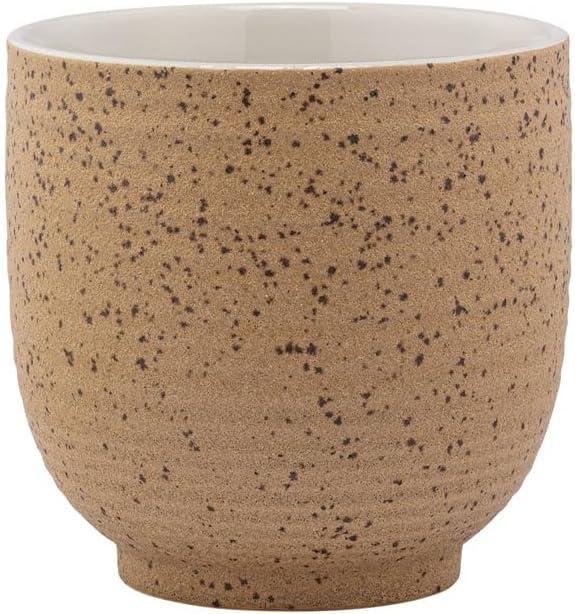 Napco Imports Speckled Textured Finish 6.25 x 6.5 Inch Brown and Tan Ceramic Indoor Outdoor Planter Pot