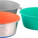 OurPet's Non-Slip Stainless Steel Dog Bowl or Water Bowls with 3 Pieces TPE Inserts for Medium Sized Dogs for Everyday use or Travel Pet Bowl; Compatible with Dog Food Mat