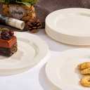 I00000 100 Pcs Ivory Plastic Plates,10inch Cream Dinner Plate, Elegant Disposable Plates Perfect for Birthday, Party,Wedding, Baby & Bridal Shower (100 Guests)