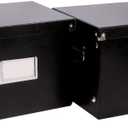 Snap-N-Store File Storage Box & Organizer - 2 Pack - 13.25 x 10.75 x 9.875 Inch Letter Size Portable File Boxes with Lids for Documents - Back To School Supplies for College Students - Black