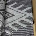 OLANLY Outdoor Rug Waterproof 8x10 ft, Reversible Outdoor Plastic Straw Rug, Boho Patio Rug, Indoor Outdoor Carpet, RV Mat Outside for Patio, Camp, Picnic, Balcony, Deck, Backyard, Black & Grey