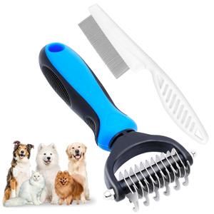 Zoocozy Pet Grooming Combs Kit for Dog Cat, Dog Brush for Shedding, Cat Deshedding Brush for Removal of Long Matted Fur on Pet(Blue)