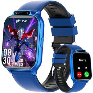 Smart Watch for Kids, 1.85" Fitness Tracker with Heart Rate, Sleep Monitor, IP68 Waterproof Smartwatches with Video Music, Pedometer, Game, NO APP/Phone, Gift for Boys Girls. (Classic, Blue)