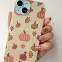 Watercolor Pumpkin Fall Leaves Case Compatible with iPhone 14, Cute Halloween Vibe Case for iPhone 14, Trendy Unique Design TPU Bumper Cover Case