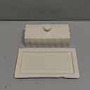 Martha Stewart Broadbrook Stoneware Butter Dish with Lid, Rectangular Covered Butter Keeper, 8.1 x 4.4 x 3 Inches, Classic Cream Glaze, Dishwasher Safe Ceramic Storage for Counter or Table