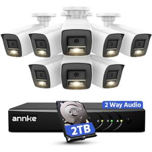 ANNKE 8CH 2MP Two-Way Audio Analog Wired Security Camera System, 2TB HDD | 4pcs 1080P CCTV 2 Way Talk Cams, Color Night Vision, AI Motion Detection, 8 Channel 3K Lite DVR, Outdoor Home Surveillance