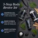 Adelegourdain Shower Kit Men, Bath and Body Gift Set For Him - Shower Gel, Body Scrub & Body Cream, Sandalwood & Cedar Scent, 3 pcs 720ml - Skin Care Kit Fathers Day Birthday Idea for Him