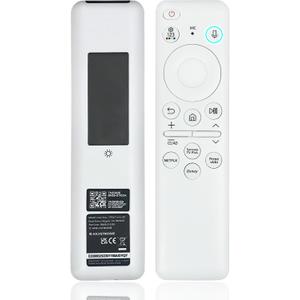 BN59-01455A Solar Voice Remote Compatible with Samsung NEO QLED Crystal UHD OLED S95C LS03D Smart TVs, for Frame Crystal UHD Smart TV, with Bluetooth Rechargeable Solar Cell, 2024 Model, White