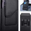 Belt Holster for iPhone 15 14 13 12 11 Pro Max, 15/14 Plus, XS Max, Samsung Galaxy S23+ A54 A53 A52, Belt Phone Holder for Men with Card Slot (Black)
