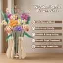 2 x Vase for Lego Flowers, Wooden Vase Building Set for Lego Roses, Wood Flower Vases for Bouquet, Display Stand for Lego Flower Lovers, Gift for Adults and Women