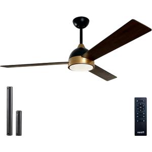 Neatfi 52-inch Ceiling Fans with Lights & Remote Control  Quiet Reversible DC Motor, Down Rod, Living Room, Kitchen & Bedroom Ceiling Fan with 3 Adjustable Light Modes (Black, 52 Inches)