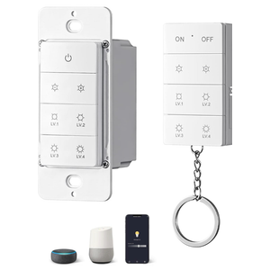 DEWENWILS Smart Dimmer Switch with Remote, Single-Pole, Needs Neutral Wire, 2.4GHz Wi-Fi Electrical Light Dimming Switch Works with Alexa & Google Home, Remote/WiFi Smart Control Dimmer, FCC Listed