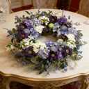 24-Inch Colorful Flower Wreath for Front Door Hydrangeas, Lavender Wreath, Spring Summer Artificial Wild Flower Greenery Leaves for All Seasons Farmhouse Home Wall Indoor Outdoor Window Decor