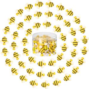 Hicarer 45 Pieces Tiny Bees Craft Decoration Party Decor Flatback Honey Resin Bee Shaped Embellishment with Storage Box for DIY Craft Home(0.98 Inch)