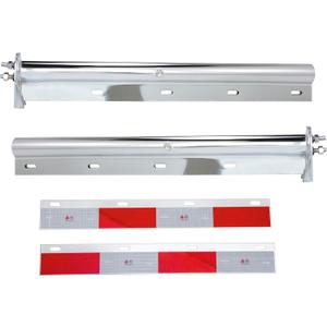 TBOZZ Chrome Straight Spring Loaded Mud Flap Hanger,Round Tube Style,1-1/8" Bolt Spacing,30" Length.with 7 inch Enhanced Spring Inside.with 2pcs Reflective Plate