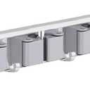 Waterproof Mop Holder Wall-mounted Broom Organizer with 5 Hooks Punch-free Anti-skid Roller Design Strong Load Bearing Bathroom Kitchen Cleaning Silver M