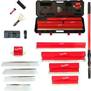 Drywall Skimming Blade Set with Portable Case, Stainless Steel 10", 14", 24", 32" & 40" Skimming Blades with 40"-84" Extension Handle, Drywall Finishing Tools