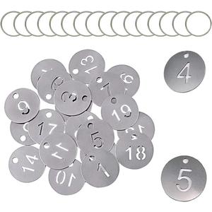 Carrittons Number Key Chain Number Tags Stainless Steel for Cards Bags Luggage Dormitory Keys House Lockers Number ID Tags (1-30)