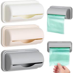 ULTECHNOVO 3 Pack Wall Mount Trash Bag Storage Boxes Adhesive Garbage Bag Holders Organizer for Kitchen Bathroom Slim Plastic Container for Rolled Garbage Dispenser