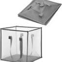 uxcell Foldable Mesh Laundry Hamper - Space-Saving Collapsible Laundry Basket with Breathable Mesh, Durable Design for Dirty Clothes, Home, and Travel Storage(Grey)