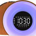 Wake Up Light Sunrise Alarm Clock for Bedroom Sunrise Sunset Simulation 23 Natural Sounds 13 Colors Night Light Dual Alarms and Snooze Sleep Aid for Heavy Sleepers Kids Adults (Wood Grain)