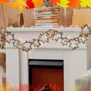 Thanksgiving Dinner Table Decoration Maple Leaves Rattan Light 3.94ft Thanksgiving Rattan Decor with Berry String Lights Battery Operated Fall Decor for Mantle Table Centerpiece Fireplace