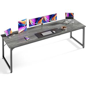 Huuger Computer Desk, 80 Inch Office Desk, Gaming Desk with Storage, Writing Desk Work Desk for Home Office, Study, Long Simple Desk, Large Legroom, Metal Frame, Grey