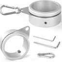 Anovo Flag Pole Rings, Aluminum Alloy Flagpole Rings 360 Rotating Anti Wrap Flag Mounting Ring with Carabiner for 1.75-2.02 Inch Diameter Flagpole (Matte Silver, 2 Inch -Pack of 2)