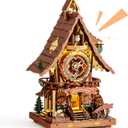 ROKR Cuckoo Clock Mechanical 3D Wooden Puzzle Kit for Adults, DIY Wooden Clock Model Building Set, Unique Home Decor Gift for Women Men