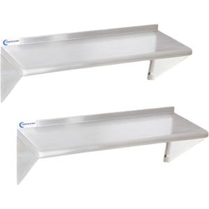 Stainless Steel Shelf 2 Pack 12"x36", Wall Mounted Metal Shelves