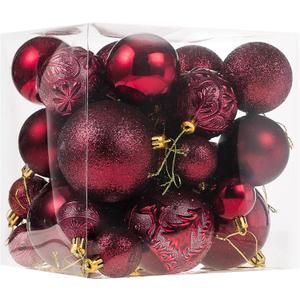 Christmas Ornaments for Xmas Trees,Burgundy Shatterproof Christmas Ball Ornaments (32 pcs)