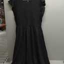 OFEEFAN Women's Casual Maxi Dresses with Pockets Ruffle Sleeve Smocked Dress 2XL, Black