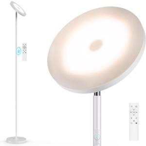 Floor Lamp,Bright 36W 3500LM Standing Lamp with Remote, 2700K Soft White to 6500K Cool White Adjustable,Touch Control Dimmable Torchiere Tall Light for Living Room,Bedroom,Office,Sofa(White)