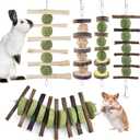 ERKOON Bunny Chew Toys, Rabbit Chew Toys for Teeth Grinding, Improve Dental Health, 100% Natural Apple Wood Timothy Grass Cake Treats for Rabbits Guinea Pigs Chinchillas Bunnies Hamsters (5 Pcs)