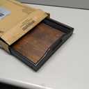 Tray Table for Bed, Bamboo Breakfast Serving Tray with Folding Legs and Handles, Laptop and Snack Bed Table with Cross Bar & Media Slot, Dark Brown with Black Legs, for Bedroom, Sofa, Kitchen