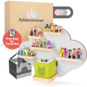 Cloud Shelf for Tonie Box and Tonies (up to 20 Figures) - Magnetic Wall Mount Storage Organizer Display Stand