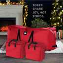 ZOBER Christmas Tree Storage Bag - With 2 Ornaments Accessories/Garland Bags - Fits 9 Ft Trees - 600D Oxford Fabric Christmas Tree Bag For Storage Box For Xmas - Strong, Durable Handles - Red